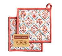 Maison d' Hermine Romane Set di 2 presine, 100% cotone, per barbecue, forno, forno a microonde, grigliate, Ringraziamento, Natale (20cm x 20cm)