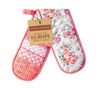 Maison d' Hermine Rose Garden - Guanti da forno doppio, 100% cotone, per grigliare, forno a microonde, barbecue, manipolazione di caldo e padelle, primavera/estate, 18 x 89 cm