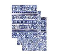Maison d' Hermine Set di 3 strofinacci da cucina, 100% cotone, 70 cm x 50 cm, riutilizzabili, assorbenti, con anello per appendere, per cucina, sala da pranzo Primavera Estate (Melodie Bleue)