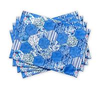 Maison d' Hermine Set di 4 tovagliette decorative in tessuto al 100% cotone, lavabili, per sala da pranzo, matrimoni, banchetti, primavera, estate, blu (Summer blue, 33 cm x 48 cm)