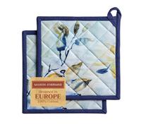 Maison d' Hermine Set di presine, 100% cotone, resistenti al calore, 20 cm x 20 cm, con anello per barbecue, per maneggiare padelle calde, Primavera Estate (Lazy Summer Days, confezione da 2)