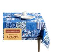 Maison d' Hermine Summer Blues - Tovaglia in 100% cotone, per cucina, cena, tavolo, decorazione per feste, matrimoni, primavera/estate (rettangolare, 140cm x 180cm)