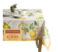 Maison d' Hermine Tovaglia decorativa, 100% cotone, lavabile, per cucina, pranzo, buffet e campeggio, motivo limoncello, primavera/estate, 160 x 220 cm