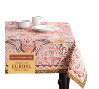 Maison d' Hermine - Tovaglia in 100% cotone, decorativa, lavabile, per festa della mamma, cucina, pranzi, buffet, feste, campeggio, primavera/estate, motivo damascato (140 x 180 cm)