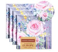 Maison d' Hermine Tovaglioli 100% cotone, 45 x 45 cm, tovaglioli per cena, tovaglioli lavabili in tessuto, set da 4 per regali della festa della mamma il cibo, Sweet Rose Lavender - Country Garden -