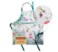 Maison d' Hermine Tropiques grembiule da cucina, 100% cotone, 1 pezzo con collo regolabile e tasca centrale nascosta, cravatte lunghe per donne/uomini, per chef, per la cucina (70cm x 85cm)