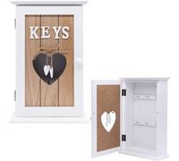 Maison Des Cadeaux Armadietto portachiavi da parete in legno con design a forma di cuore, 6 ganci per chiavi