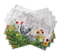 Maison d'Hermine Basse Cour Set di 4 tovagliette in 100% cotone, per tavolo da pranzo, cucina, matrimonio, uso quotidiano, cene, primavera/estate (33cm x 48cm)