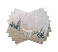 Maison d'Hermine Deer In The Woods Set di 4 tovagliette 100% cotone, per tavolo da pranzo, cucina, matrimonio, uso quotidiano, cene, Ringraziamento/Natale (33cm x 48cm)