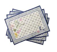 Maison d'Hermine Faience Set di 4 tovagliette in 100% cotone, per tavolo da pranzo, cucina, matrimonio, uso quotidiano, cene, primavera/estate (33cm x 48cm)