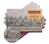 Maison d'Hermine Fanny Lavender Set di 4 tovagliette in 100% cotone, per tavolo da pranzo, cucina, matrimonio, uso quotidiano, cene, primavera/estate (33cm x 48cm)