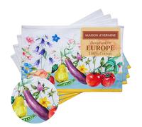 Maison d'Hermine Giverny Set di 4 tovagliette in 100% cotone, per tavolo da pranzo, cucina, matrimonio, uso quotidiano, cene, primavera/estate (33cm x 48cm)