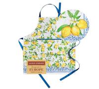 Maison d'Hermine, Grembiule da Cucina 100% Cotone con Collo Regolabile e Tasca Centrale, Lacci Lunghi Donna/Uomo, Primavera/Estate, 13 - Cedrat, 85cm x 70cm