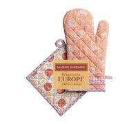Maison d'Hermine - Guanti da forno (19 cm x 33 cm) e presina (20 cm x 20 cm) in 100% cotone, resistenti al calore, per banchetti, festa del raccolto, giorno del Ringraziamento/Natale