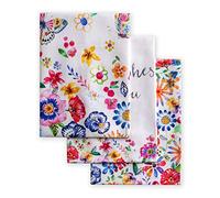 Maison d'Hermine Happy Florals- 2 High Summer 100% cotone, set di 3 asciugamani da cucina multi-purpose, morbidi assorbenti, asciugamani da bar, primavera/estate (50 cm x 70 cm)