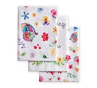 Maison d'Hermine Happy Florals- 2 Sweety, set di 3 asciugamani da cucina in 100% cotone, morbidi assorbenti, asciugamani da bar, primavera/estate (50 cm x 70 cm)