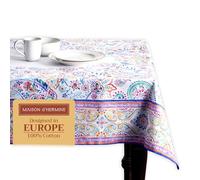 Maison d'Hermine, Indian Floral - Tovaglia in 100% cotone, decorativa, lavabile, a tema pasquale per cucina, matrimoni, ristorante, primavera/estate, 160 x 220 cm