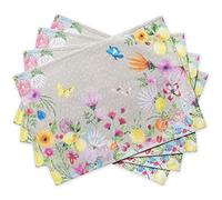 Maison d'Hermine Jardin D'Ete Set di 4 tovagliette in 100% cotone, per tavolo da pranzo, cucina, matrimonio, uso quotidiano, cene, primavera/estate (Fog, 33cm x 48cm)