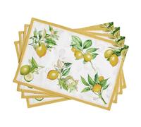 Maison d'Hermine Limoncello Set di 4 tovagliette in 100% cotone, per tavolo da pranzo, cucina, matrimonio, uso quotidiano, cene, primavera/estate (33cm x 48cm)