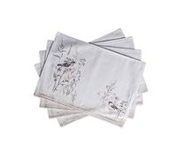 Maison d'Hermine Meadow Florals Set di 4 tovagliette in 100% cotone, per tavolo da pranzo, cucina, matrimonio, uso quotidiano, cene, primavera/estate (Brown, 33cm x 48cm)