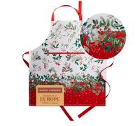 Maison d'Hermine Noel - Grembiule da cucina in 100% cotone, 1 pezzo, con collo regolabile, tasca centrale nascosta con cravatte lunghe, per donne, uomini, Ringraziamento, Natale (70cm x 85cm)