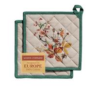 Maison d'Hermine - Presina, 100% cotone, resistente al calore, set di 2 hotpad con fiocco per cuocere, grigliare, forno a microonde, manipolazione di padelle calde, Recolte - Giorno del Ringraziamento