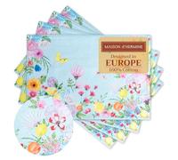 Maison d'Hermine Set di 4 tovagliette in 100% cotone, lavabili e riutilizzabili, per casa, cucina, sala da pranzo, feste, matrimoni, ristoranti, Primavera Estate (Jardin D'Ete - Mint, 33 cm x 48 cm)