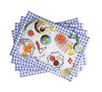 Maison d'Hermine Set di 4 tovagliette in 100% cotone, lavabili e riutilizzabili, per casa, cucina, sala da pranzo, feste, matrimoni, ristoranti, Primavera Estate (Gourmand, 33 cm x 48 cm)