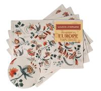 Maison d'Hermine Set di 4 tovagliette in 100% cotone, lavabili e riutilizzabili, per casa, cucina, sala da pranzo, feste, matrimoni, ristoranti, Primavera Estate (Dalida, 33 cm x 48 cm)