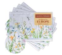Maison d'Hermine Set di 4 tovagliette in 100% cotone, lavabili e riutilizzabili, per casa, cucina, sala da pranzo, feste, matrimoni, ristoranti, Primavera Estate (Fleurs De Mai, 33 cm x 48 cm)