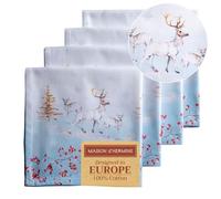 Maison d'Hermine - Set di 4 tovaglioli Fairytale Forest in 100% cotone morbido e comodo, per cene di famiglia, matrimoni, aperitivi, cucina, Natale (45 cm x 45 cm)