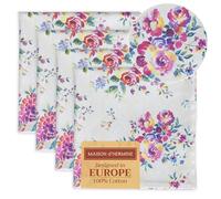 Maison d'Hermine - Set di 4 tovaglioli in tessuto, 100% cotone, 45 cm x 45 cm, decorativi e lavabili, per Pasqua, per pasti, festività, buffet e matrimoni, Rose Garden - Primavera/Estate
