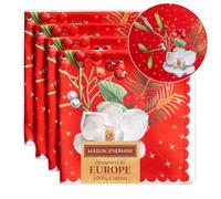Maison d'Hermine - Set di 4 tovaglioli in tessuto, 100% cotone, per decorazioni natalizie, riutilizzabili ogni giorno, quadrati, per l'autunno, tovaglioli lavabili per cene, feste nuziali (Natale, 45