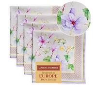 Maison d'Hermine - Set di 4 tovaglioli in tessuto, 100% cotone, riutilizzabili quotidiani, quadrati, lavabili, per cena, festa, matrimonio, ristorante, primavera/estate (Magnolia Mornings, 45 cm x 45