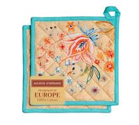 Maison d'Hermine Set di presine, 100% cotone, resistenti al calore, 20 cm x 20 cm, con anello per barbecue, per maneggiare padelle calde, san Regali per la festa della mamma (confezione da 2)