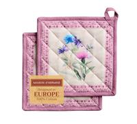 Maison d'Hermine Set di presine, 100% cotone, resistenti al calore, 20 cm x 20 cm, con anello per barbecue, per maneggiare padelle calde, san Regali per la festa della mamma (confezione da 2)