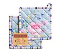 Maison d'Hermine Set di presine, 100% cotone, resistenti al calore, 20 cm x 20 cm, con anello per barbecue, per maneggiare padelle calde, san Regali per la festa della mamma (confezione da 2)