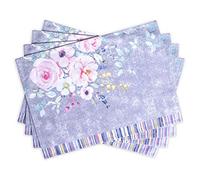 Maison d'Hermine Sweet Rose Lavender Set di 4 tovagliette in 100% cotone, per tavolo da pranzo, cucina, matrimonio, uso quotidiano, cene, primavera/estate (33cm x 48cm)
