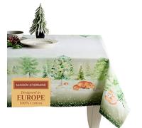 Maison d'Hermine Tovaglia rettangolare, 100% cotone, 180 cm x 140 cm, riutilizzabile, per decorazioni natalizie, sala da pranzo, casa di campagna, feste, festa (Winter Mornings)