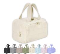 Maison Ginza Cloud Carry Bag, Convely Toiletry Bag, 4 Major Partitions, New Dry and Wet Separation, Large Capacity Waterproof Travel Cosmetic Bag (Beige)