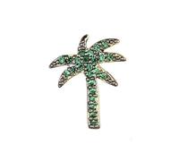 MAISON GIOIELLI FIRENZE - OHANA Mono Orecchino a Forma di Palma con Zirconi Verdi, Orecchino Singolo Placcato Oro Ipoallergenico, Antigraffio e Waterproof