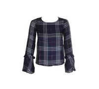 Maison Jules Navy Multi Metallico Bell-Sleeve Plaid Camicetta XS