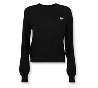 Maison Kitsuné - Maglione Girocollo Baby Fox in Lana Merino - - Knitwear - Donna - Nero - M