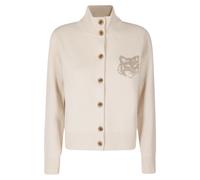 Maison Kitsuné - Cardigan a collo alto con intarsio Fox Head - - Knitwear - Donna - Marrone - XS