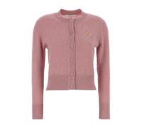 Maison Kitsuné - Cardigan in Lambswool con Volpe Baby - - Knitwear - Donna - Rosa - L