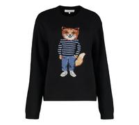 Maison Kitsuné, ,Knitwear ,Donna ,Nero ,M Dressed Fox Intarsia Wool Jumper