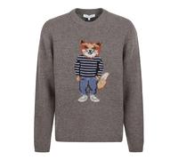 Maison Kitsuné, ,Knitwear ,Uomo ,Grigio ,S Dressed Fox Intarsia Wool Jumper
