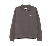Maison Kitsuné - Felpa con zip corta con logo ricamato - - Sweatshirts & Hoodies - Uomo - Grigio - M