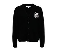 Maison Kitsuné - Fox Head Wool Cardigan Sweaters Black - - Knitwear - Uomo - Nero - L