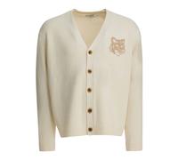 Maison Kitsuné, ,Knitwear ,Uomo ,Beige ,L Fox Head Intarsia Merino Cardigan